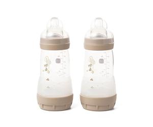MAM Easy Start Colours of Nature Biberón anticólicos autoesterilizante (2 x 260 ml), tetinas MAM de flujo medio, tamaño 2, biberón reducido de cólicos, esencial para recién nacidos (los diseños pueden