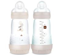 MAM Easy Start - Juego de 2 biberones anticólicos (260 ml), botella de leche con innovadora válvula inferior contra cólicos, botella para bebé con tetina tamaño 1, desde el nacimiento, Uni Mix