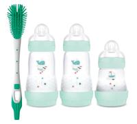 MAM Easy Start - Juego de biberones anticólicos para recién nacidos 0+ autoesterilizante, 2 x 260 ml, 1 x 160 ml con tetina SkinSoft, tamaño 1 de Birth MAM suave cepillo para biberones unisex recién