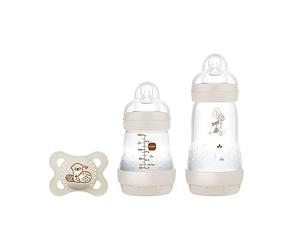 MAM Easy Start - Set de iniciación anticólicos para bebé con 2 botellas anticólicos (160 ml y 260 ml), incluye tetina tamaño 1 y chupete, set de regalo para bebé, color beige