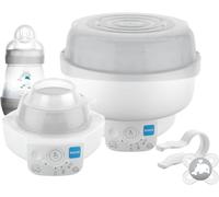 MAM Esterilizador eléctrico y calentador de botellas | 6 funciones, viene con 1 botella anticólicos MAM Easy Start de 160 ml y 1 chupete MAM de 0 a 2 meses (varios diseños)