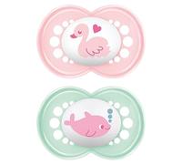 MAM - Juego de 2 chupetes originales para bebés de 6 a 16 meses, 94% de aceptación, apto para lactancia, recomendado por parteras, suave para los dientes, silicona SkinSoft cisne, delfín