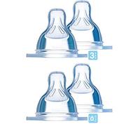 MAM Juego de 4 tetinas de seda, grandes 3 y tamaño 4, sin goteo, a partir de 4 meses