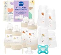 MAM Juego de regalo para bebé, el mejor chupete y biberón para bebés amamantados, juego de cultivo con bebé, unisex, 19 unidades, blanco, biberones de 5 onzas y 9 onzas