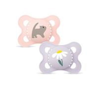 MAM Kit de 2 chupete original de silicona Skinsoft con funda para chupete, 2-6 meses, rosa