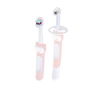 MAM Learn to Brush Set - Cepillo de dientes para bebé con mango largo para sujetar juntos, cepillo de dientes para niños que entrena el cepillado de los dientes, a partir de 5 meses, color rosa