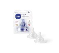 MAM Lote de 2 Tétines Anatomiques en Silicone 2+ mois Débit 2 Moyen, tétine plate et ultra-douce pour bébé, Instrucciones en Lengua Extranjera
