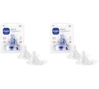 MAM Lote de 2 Tétines Anatomiques en Silicone 2+ mois Débit 2 Moyen, tétine plate et ultra-douce pour bébé, Instrucciones en Lengua Extranjera (Paquete de 2)