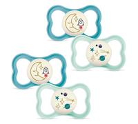 MAM Night MAM Air - Juego de 4 chupetes de silicona (16 + MAM Air Night MIx Neutral, juego de 4 unidades, incluye 2 cajas de transporte para esterilizar)