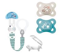MAM Original Chupete Silikona 0-6, Juedo de 2 + MAM Clipit ! & Cover