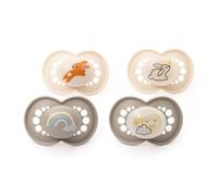 MAM Original Day & Night Chupete, 18-36M, paquete de 4, gris/lino | SkinSoft - 2 tetinas de silicona que brillan en la oscuridad, materiales sostenibles, accesorios para bebé