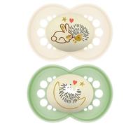 MAM Original Night - Chupete a partir de 16 meses, juego de 2 chupetes | Se ilumina en la oscuridad, con porta chupete esterilizador, tetina ortodóntica de caucho natural, sin BPA/BPS