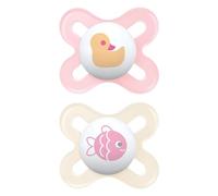 MAM Original Start - Chupete de 0 a 2 meses, juego de 2 chupetes, rosa | Con soporte para chupete esterilizador portátil, tetina ortodóntica de caucho natural, máscara curva, sin BPA/BPS