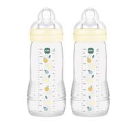 MAM Pack 2 Biberones, a partir de 6 Meses, 330ml, con Tetina X Especial Líquidos Espesos de Silicona de Fácil Aceptación, Fácil de Sostener, Fácil de Limpiar, MAM Easy Active, Neutro, Pack de 2uds