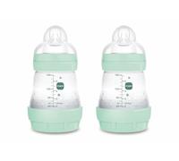 MAM Pack 2 Biberones Anticólicos, Recién Nacido, 0-2 Meses, 160ml, con Tetina 1 Flujo Lento de Fácil Aceptación, Autoesterilizable y Fácil de Limpiar, MAM Easy Start Anti-Colic, Azul Brillante, 2uds