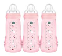 MAM Pack 3 Biberones, a partir de 6 Meses, 330ml, con Tetina X Especial Líquidos Espesos de Silicona de Fácil Aceptación, Fácil de Sostener, Fácil de Limpiar, MAM Easy Active, Rosa, Pack de 3uds