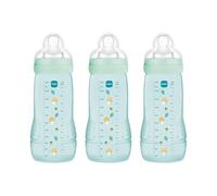 MAM Pack 3 Biberones, a partir de 6 Meses, 330ml, con Tetina X Especial Líquidos Espesos de Silicona de Fácil Aceptación, Fácil de Sostener, Fácil de Limpiar, MAM Easy Active, Azul, Pack de 3uds