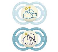 MAM Perfect Night - Chupete para bebé, pezón patentado, brilla en la oscuridad, paquete de 2, 6-16 meses, niño