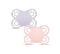 MAM Perfect - Juego de 2 piruletas de silicona (2 - 6 meses), Chupete MAM 2-6 meses de silicona para un desarrollo bucal saludable, kit de 2 accesorios para bebé con soporte para chupete esterilizador