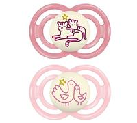 MAM Perfect Night - Chupete para bebé, pezón patentado, brilla en la oscuridad, paquete de 2, 6-16 meses, niña