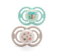 MAM Perfect Night - Chupetes para bebés de 6 a 18 meses, paquete de 2 unidades, chupete que brilla en la oscuridad, viene en estuche esterilizador, accesorios para bebé recién nacido, color blanco y