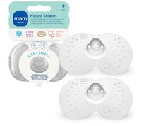 MAM Protectores de pezón para lactancia materna con estuche de almacenamiento esterilizador, protectores para pezones para recién nacido, tamaño 1 pequeño 17 mm, 2 unidades, transparente
