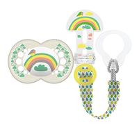 MAM Rainbow Set (Clip It & 6+M Soother) Blister, conjunto esencial para bebés a partir de 6 meses, juego de chupete y chupete, arco iris