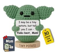 Mam Regalos de cumpleaos de su hija Hija Nios - Mueca de crochet positiva hecha a mano de Baby Yoda con 30 tarjetas de apreciacin divertida - Me
