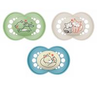 MAM Set de 3 Chupetes, Día y Noche, a Partir de 6 Meses, con Tetina Simétrica, Plana y Flexible de Silicona de Fácil Aceptación, MAM Original, Azul Mate, Pack de 3uds