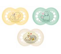 MAM Set de 3 Chupetes, Día y Noche, a Partir de 6 Meses, con Tetina Simétrica, Plana y Flexible de Silicona de Fácil Aceptación, MAM Original, Neutro Mate, Pack de 3uds
