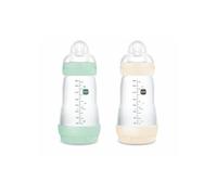 MAM Set de Biberones Anticólicos, 2-4 Meses, 260ml, con Tetina 2 Flujo Medio de Silicona de Fácil Aceptación, Autoesterilizable y Fácil de Limpiar, MAM Easy Start Anti-Colic, 2ud