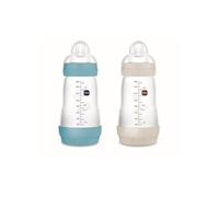 MAM Set de Biberones Anticólicos, 2-4 Meses, 260ml, con Tetina 2 Flujo Medio de Silicona de Fácil Aceptación, Autoesterilizable y Fácil de Limpiar, MAM Easy Start Anti-Colic, 2ud
