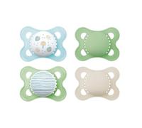 MAM Set de Chupetes, 2-6 Meses, con Tetina Simétrica, Plana y Flexible de Silicona Skin Soft Silicone de Fácil Aceptación, con Caja Autoesterilizadora, MAM Original, Pack de 4 uds