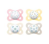 MAM Set de Chupetes, 2-6 Meses, con Tetina Simétrica, Plana y Flexible de Silicona Skin Soft Silicone de Fácil Aceptación, con Caja Autoesterilizadora, MAM Original, Pack de 4 uds