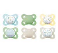 MAM Set de Chupetes, 2-6 Meses, con Tetina Simétrica, Plana y Flexible de Silicona Skin Soft Silicone de Fácil Aceptación, con Caja Autoesterilizadora, MAM Original, Pack de 6 uds