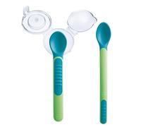 MAM Set de Cucharas Termosensibles con Tapa Protectora, Verde, 2 uds