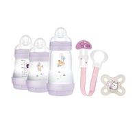 MAM, Set de Recién Nacido, Set Regalo, Incluye: 2 Biberones Anticólico de 160ml, 1 Biberón Anticólico de 260ml, 1 Chupete Original Start, 1 Broche para Chupetes, a partir de 0 meses, Rosa