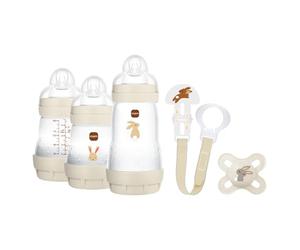 MAM, Set de Recién Nacido, Set Regalo, Incluye: 2 Biberones Anticólico de 160ml, 1 Biberón Anticólico de 260ml, 1 Chupete Original Start, 1 Broche para Chupetes, a partir de 0 meses, Neutro