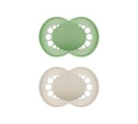 MAM SkinSoft - Juego de 2 chupetes originales de silicona para bebés de 6 a 16 meses, fabricados con materiales duraderos y biorrenovables, con caja de chupete para bebés de 6 a 16 meses, color verde