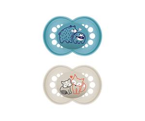 MAM SkinSoft - Juego de 2 chupetes originales de silicona para bebés de 6 a 16 meses, hechos de materiales duraderos y biorrenovables, con caja de chupete para bebés de 6 a 16 meses, diseño de oso