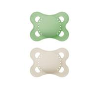 MAM SkinSoft Juego de 2 chupetes originales para bebés respetuosos con los dientes hechos de materiales sostenibles y orgánicos renovables, tetina de silicona, con caja para chupetes, 0-6 meses,