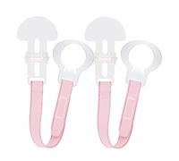 MAM Soother Clips, Pack of 2, Baby Soother Chain Fits All MAM Soothers, Newborn Essentials, Pink with Pink Strap (Soothers Not Included)