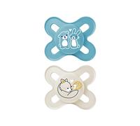 MAM Start Pure Chupete, juego de 2 tetinas especiales para bebés prematuros y recién nacidos, hecho de material duradero y bio-renovable, con caja de chupete, 0-2 meses, oso/zorro