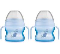 MAM Starter Cup - Vaso de aprendizaje para bebés (150 ml) - Vaso para las primeras pruebas de bebida, vaso de boca con asas antideslizantes, a partir de 4 meses, diseño oso (Paquete de 2)