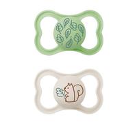 MAM Supreme Chupete para bebé, desarrollo saludable de los dientes y la mandíbula, previene la irritación de la piel, con caja para chupete, desde 16 meses, hojas/ardilla, paquete de 2 unidades