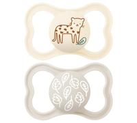 MAM Supreme - Juego de 2 chupetes de silicona con caja para chupete que reducen el riesgo de malformación dental, permiten que la piel del bebé respire más de 18 meses