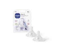 MAM Teat Tetinas de silicona de cuello ancho, pack de 2, Tamaño 3, (4 + meses)