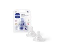 MAM Teats Size 1, Suitable for Newborns, Slow Flow SkinSoft Silicone Teats for Baby Bottles, Fits all MAM Bottles, Baby Feeding Essentials, Pack of 2