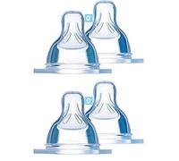 MAM Tetina 0, Pack de 4 tetinas para biberón, flujo recién nacido, 0m+, para leche de madre & Fórmula para bebé 1