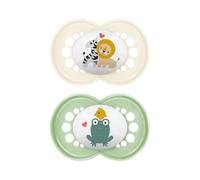 MAM Tetinas sedantes originales de 16 meses (juego de 2) chupete de peluche de 16-36 meses con tetina de goma apta para mandíbula, juego de 2 accesorios para bebés con práctico soporte para chupete